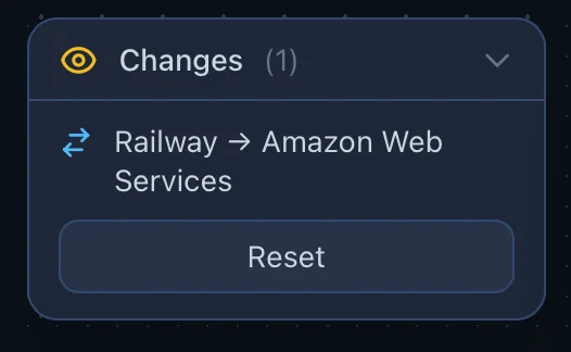 Detailed view of the stack changes notice listing individual tool changes with action buttons